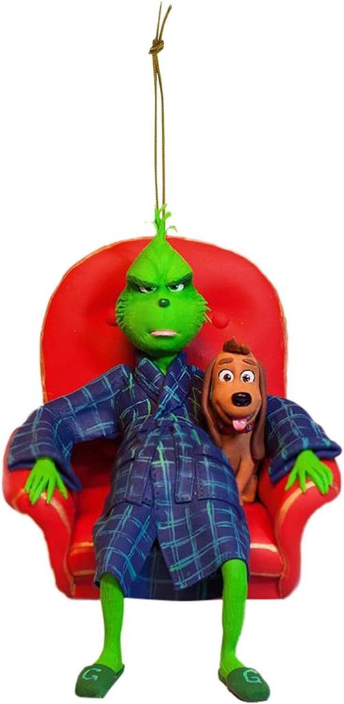 Whimsical Grinch Acrylic Christmas Tree Ornament Adorable Cartoon Car Decor Piece