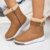 Fashion Shoes Female 2024 Mid-Calf Women's Boots Plus Size Modern Boots Women Buckle Round Toe Platform Flat with Side Zip Shoes Women