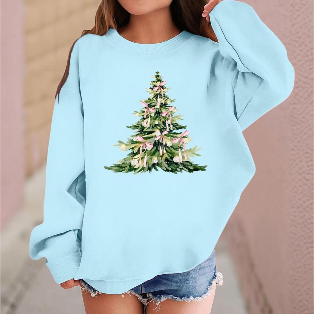 Children's Fashionable Casual Long-sleeved Loose Christmas Print Pullover Sweatshirt