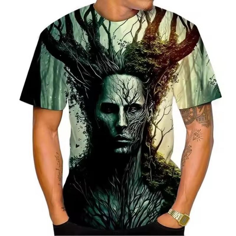 Новая мужская летняя модная футболка с изображением головы с 3D-принтом, интересный винтажный топ Harajuku с круглым вырезом и короткими рукавами размера плюс