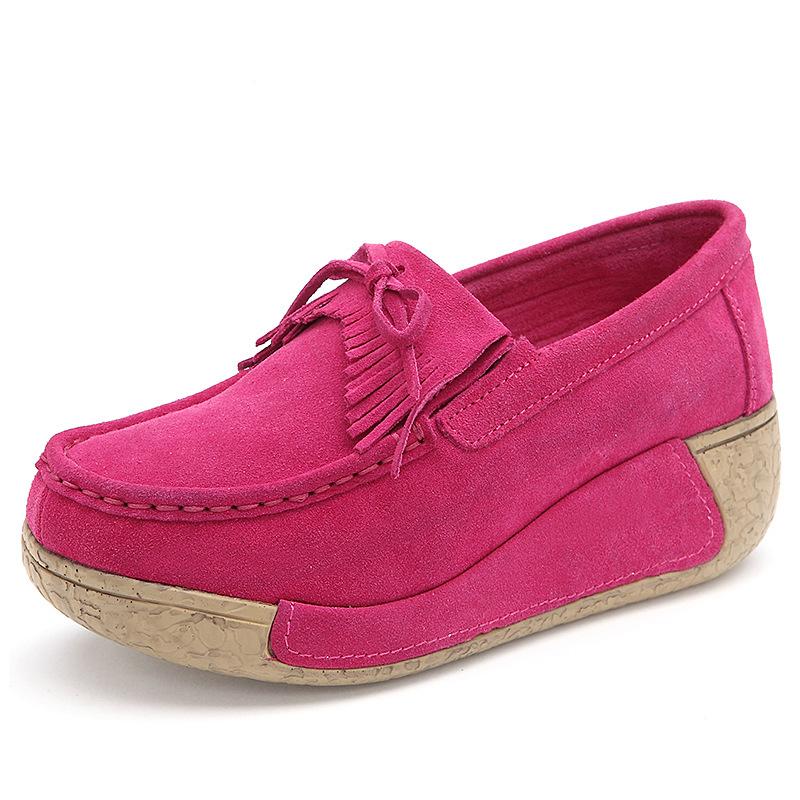 Женские туфли на танкетке из коровьей замши, модные макраме, туфли на платформе, элегантные туфли для мамы среднего возраста, слипоны