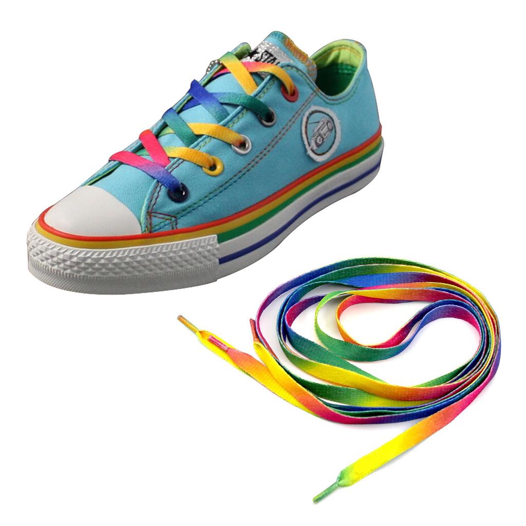 1 Pair Rainbow Color Flat Shoelace Canvas Athletic Casual Shoes Laces String