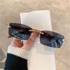 Gradient Rectangle Sun Glasses UV400 Driving Shades Vintage Frameless Eyewear for Women & Men