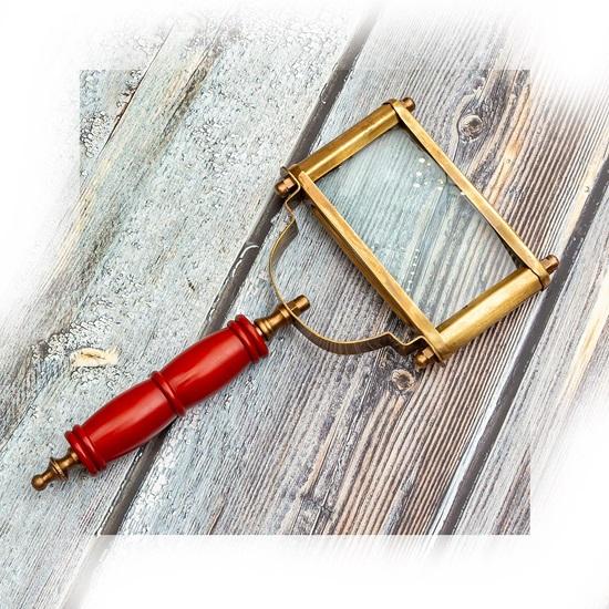 Nautical Antique  Brass Magnifying Glass with Red Handle for Reading