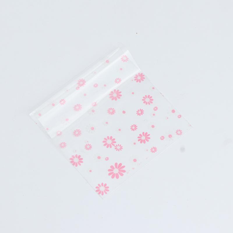 100Pcs Plastic Packing Bags Flower Self-Adhesive Bags For Biscuits Candy Cookies Jewelry Gift Packaging Self Adhesive Bag