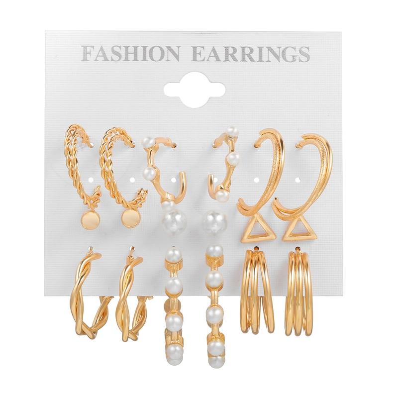 Набор из 6 пар женских сережек, 3 стиля на выбор