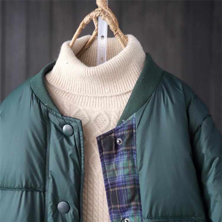 Корейская версия свободного литературного белого утиного пуховика для женщин 2024 года с бейсбольным воротником средней и длинной выше колена, теплая куртка прилив