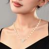 Chic Heart Designer Shaped Magnetic Pendant Necklace With Gorgeous Pearl Chain Women For