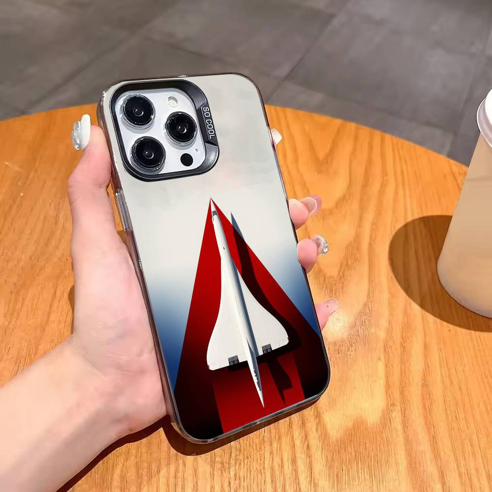 C-COOL Чехол для телефона Air France Concorde для iPhone 17, 16, 15, 14, 13, 12, 11, Pro, MAX Белый Матовый Ударопрочный Чехол