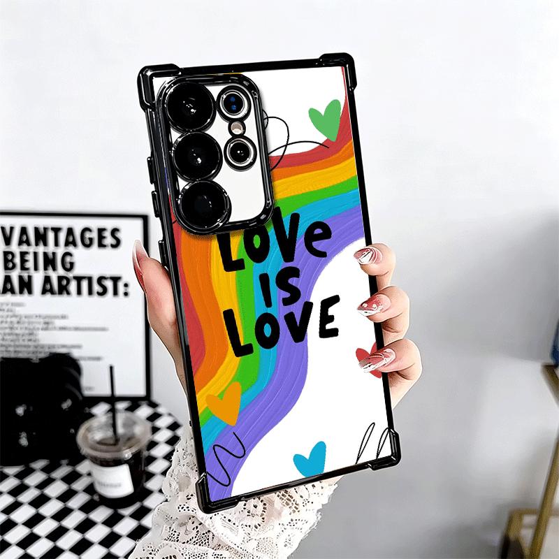 ЛГБТ Радуга Любовь Есть Любовь Покрытие Чехол для Телефона Для Samsung Galaxy S24 S25 FE S26 Edge S23 Ultra S22 S21 Plus S20 Противоударный Подушка Безопасности