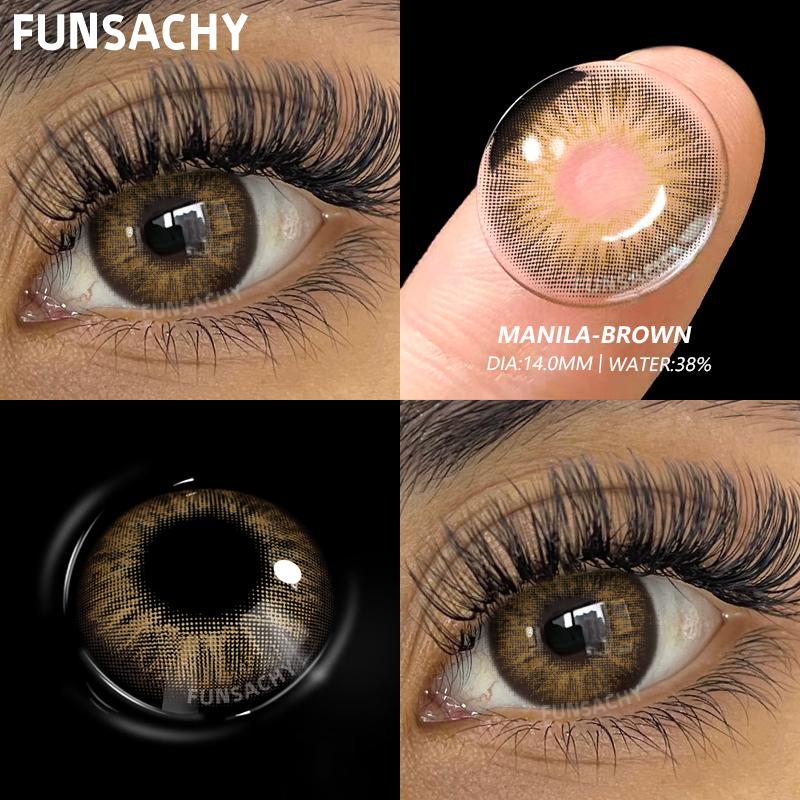 FUNSACHY 1pair Colorcon Colored Contact Lenses for Eyes Fashion Beauty Pupils Blue Lens Natural Cosmetic Makeup Lenses Yearly