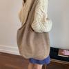 Korean lazy style large capacity retro solid color knitted tote bag niche fashion resort style woven armpit bag for women
