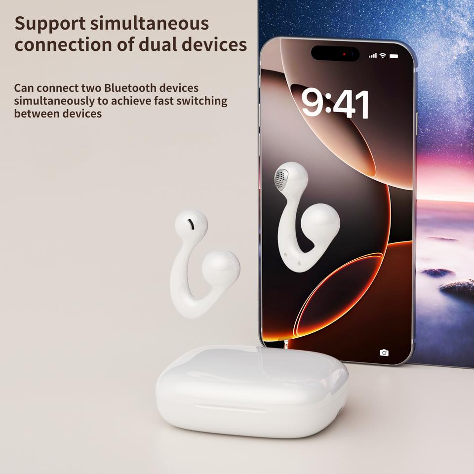 Открытого типа Bluetooth 6.0 Наушники-клипсы Беспроводные наушники Отображение заряда Длительное время работы Стереозвук Вкладыши Поддержка подключения двух устройств Гарнитуры