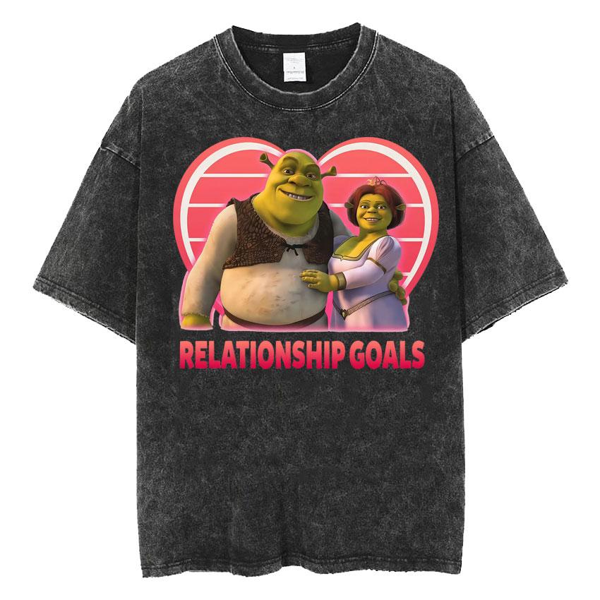 Смешная футболка с графическим мемом Shrek 'Давайте устроим Шрекса' для мужчин и женщин, модная футболка Harajuku с коротким рукавом, хлопковая, винтажная, стираная футболка