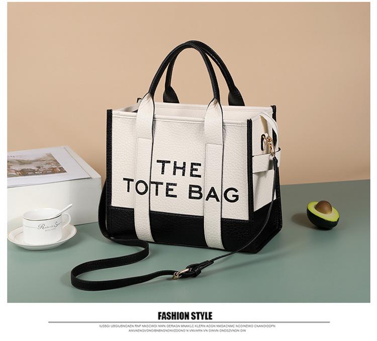 Two-Tone European & American Fashion Shoulder and Crossbody Large Tote Bag