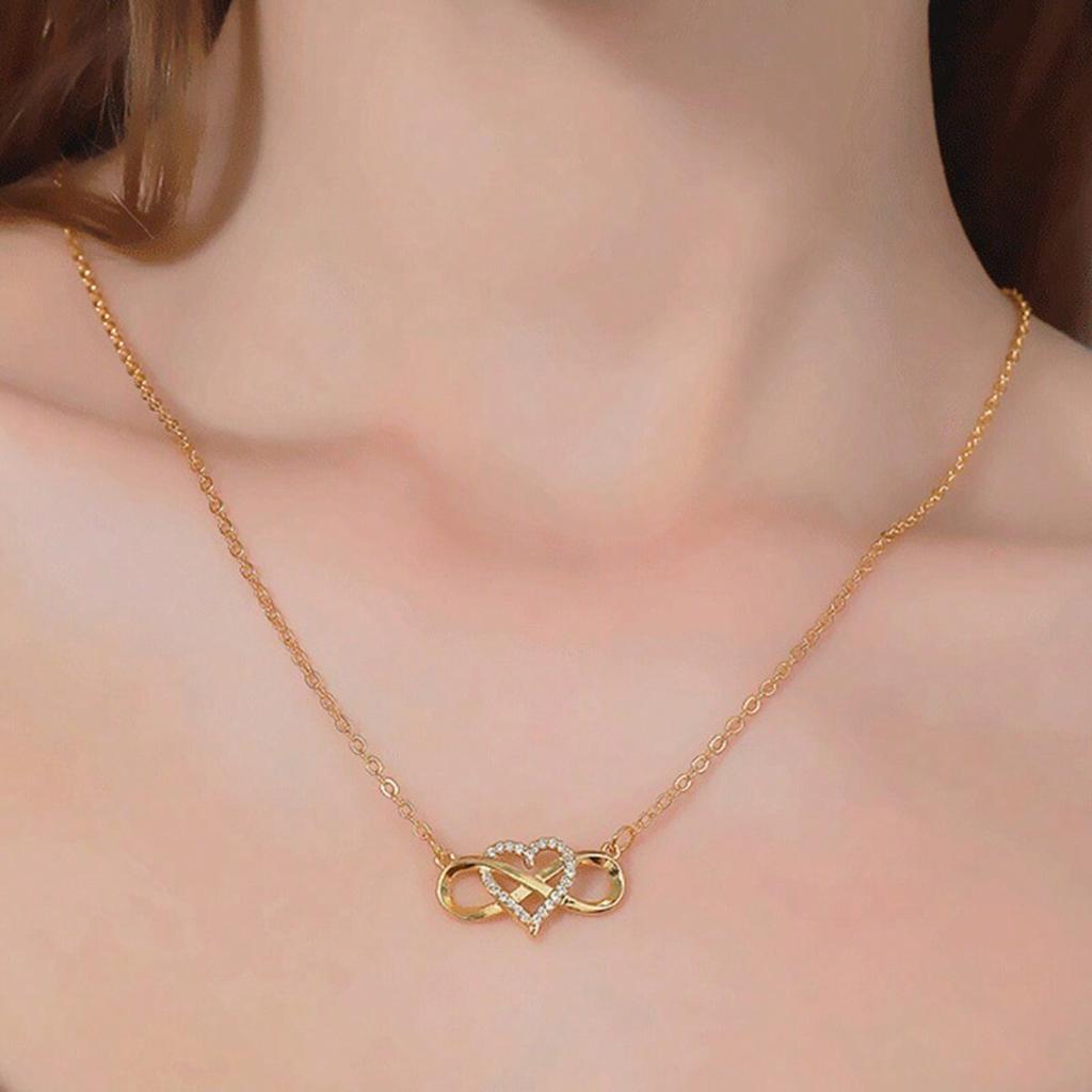 Ожерелье с подвеской в виде сердца и бесконечности, инкрустированное стразами для женщин, ювелирные изделия в форме сердца, подарки на годовщину дня рождения для всех женщин и девочек