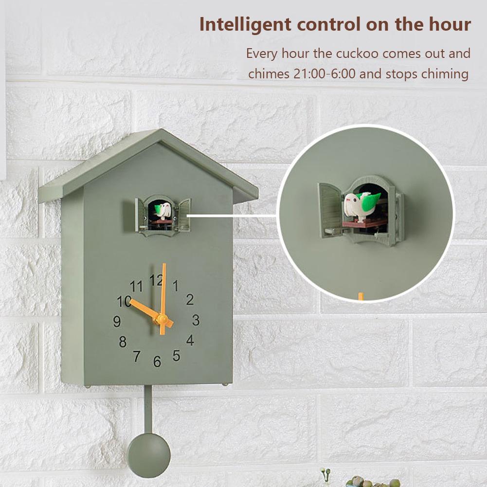 Cuckoo Wall Clocks For Home Decor Battery Operated Bird House Clock Smart Night Mode Hourly Chime Wall Clock For Living Room