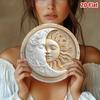 Vintage Sun & Moon Floral Round Aluminum Wall Art