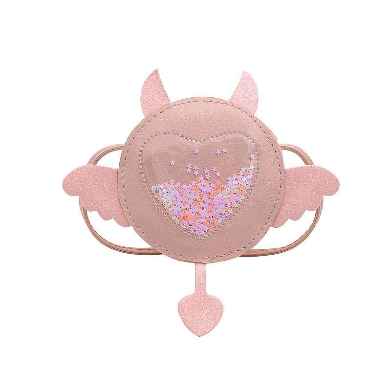 Adorable Pu Leather Kids Shoulder Bag With Glitter Wings Perfect For Toddlers