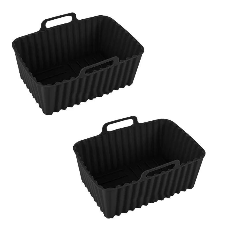 2PCS Silicone Air Fryer Liner Heat Resistant Baking Tray for Oven Microwave Rectangular Non-stick Baking Pan Kitchen Accessories