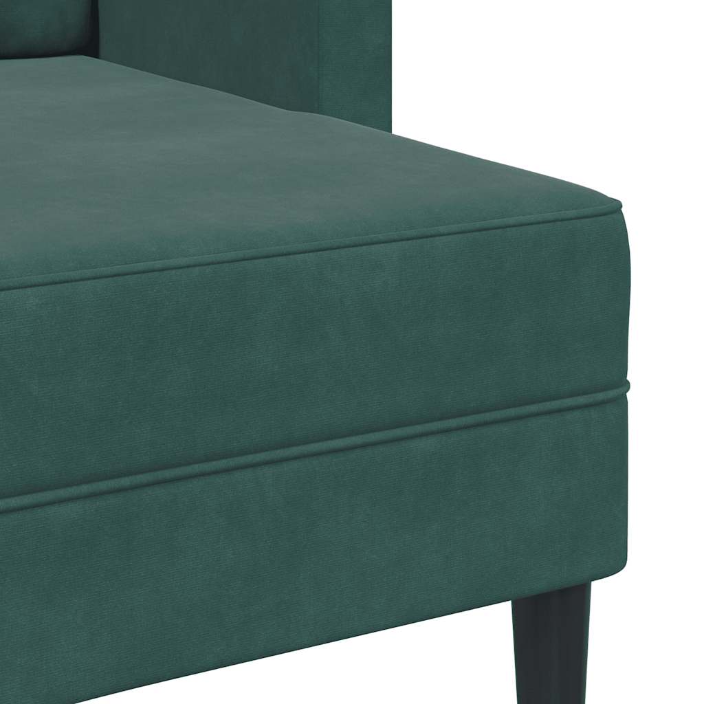 2 Seater L Shaped Sofa with Chaise Longue Dark Green 125 cm Velvet