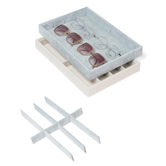 Органайзер для солнцезащитных очков, лоток, 8 ячеек, бархатный держатель для очков, коробка для хранения, штабелируемый, мужской, женский, для очков, часов, ювелирных изделий, витрина