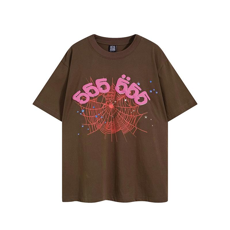 Sp5der hip hop singer Young Thug same foam letter 555555 couple T-shirt Pink short sleeve tee