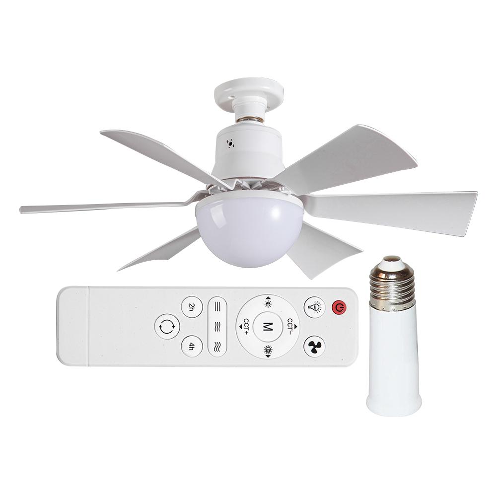 Ceiling Fan Light with Remote Socket Ceiling Fan Timing Light Bulb Fan 3 Gear Wind Speed 6 Blades for Living Room Bedroom