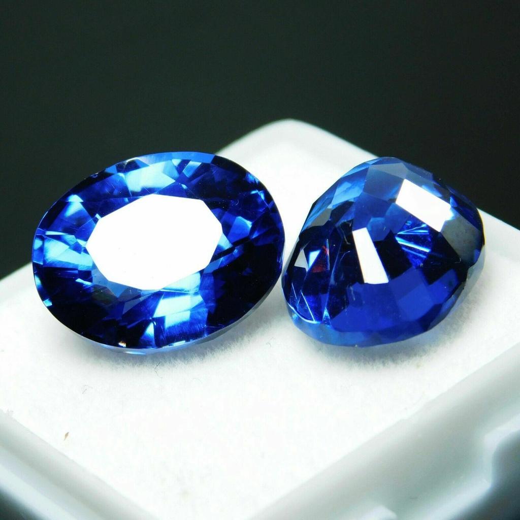 Natural Blue Tanzanite Loose Gemstone A Quality 16.00 ct Oval Cut Pair for Jewelry Making and Crafts