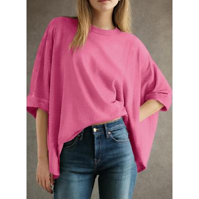 Женская летняя повседневная футболка свободного покроя с короткими рукавами и рукавами «летучая мышь»