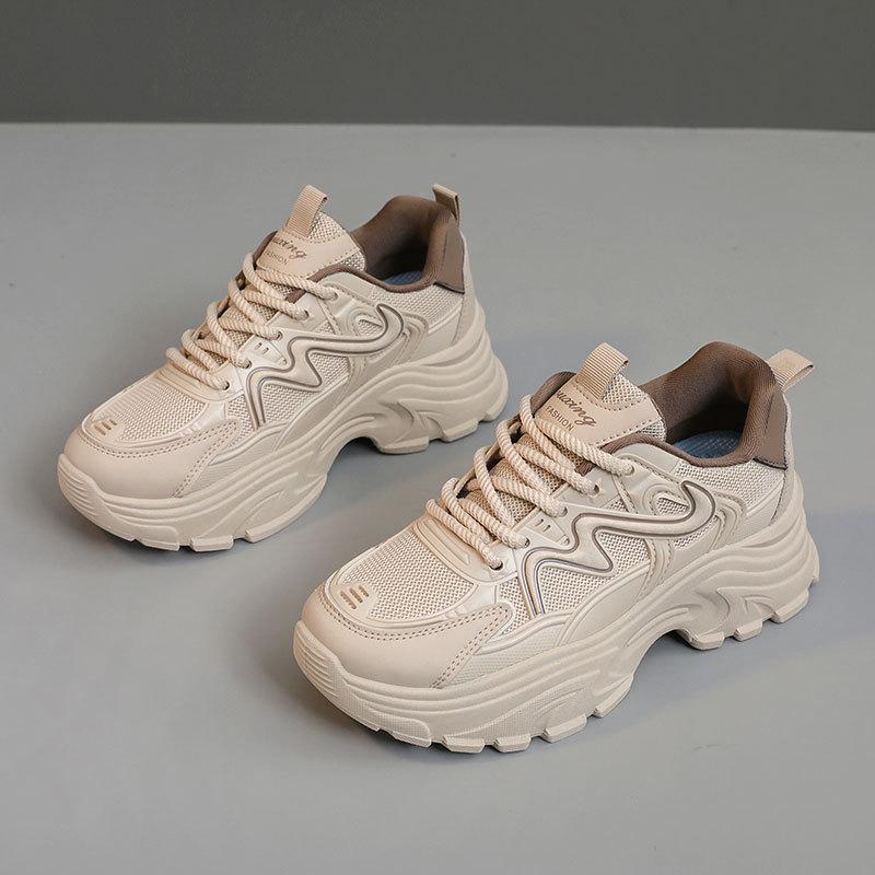 Q78 new 2025 popular spring and summer dad shoes women's shoes Korean version trend increased thick-soled mesh shoes breathable
