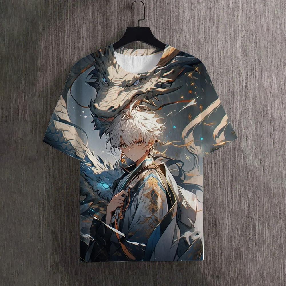 Мужские футболки Летние футболки с рисунком дракона и принтом 3D Красивые женские футболки для улицы Футболка большого размера для мужчин