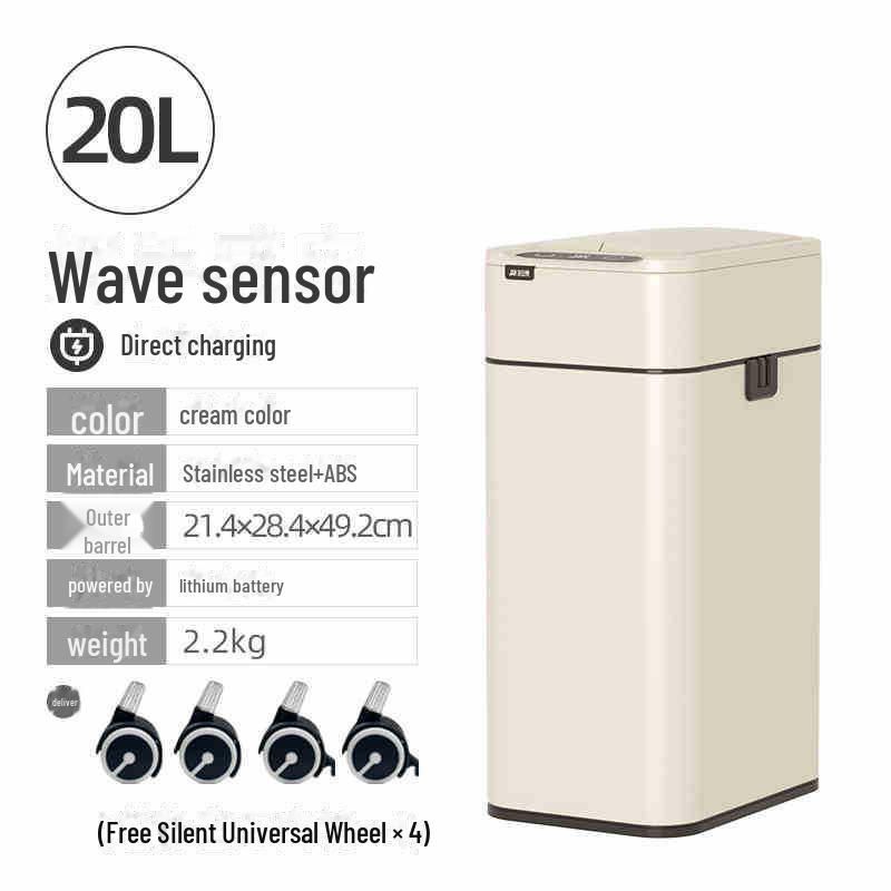 Jieanhui Smart Induction Trash Box с крышкой для ванной комнаты, кухни и гостиной - Автоматическая упаковка