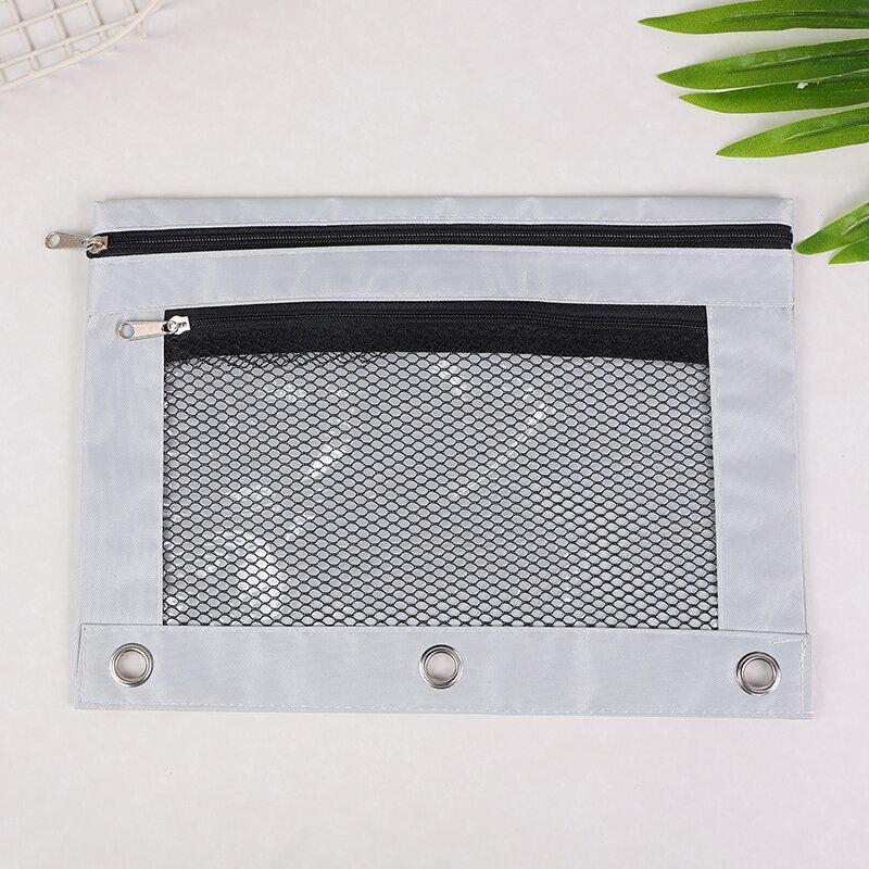 Папка-регистратор на кольцах B5 из ткани Оксфорд с прозрачным пеналом и двойной молнией на три отверстия