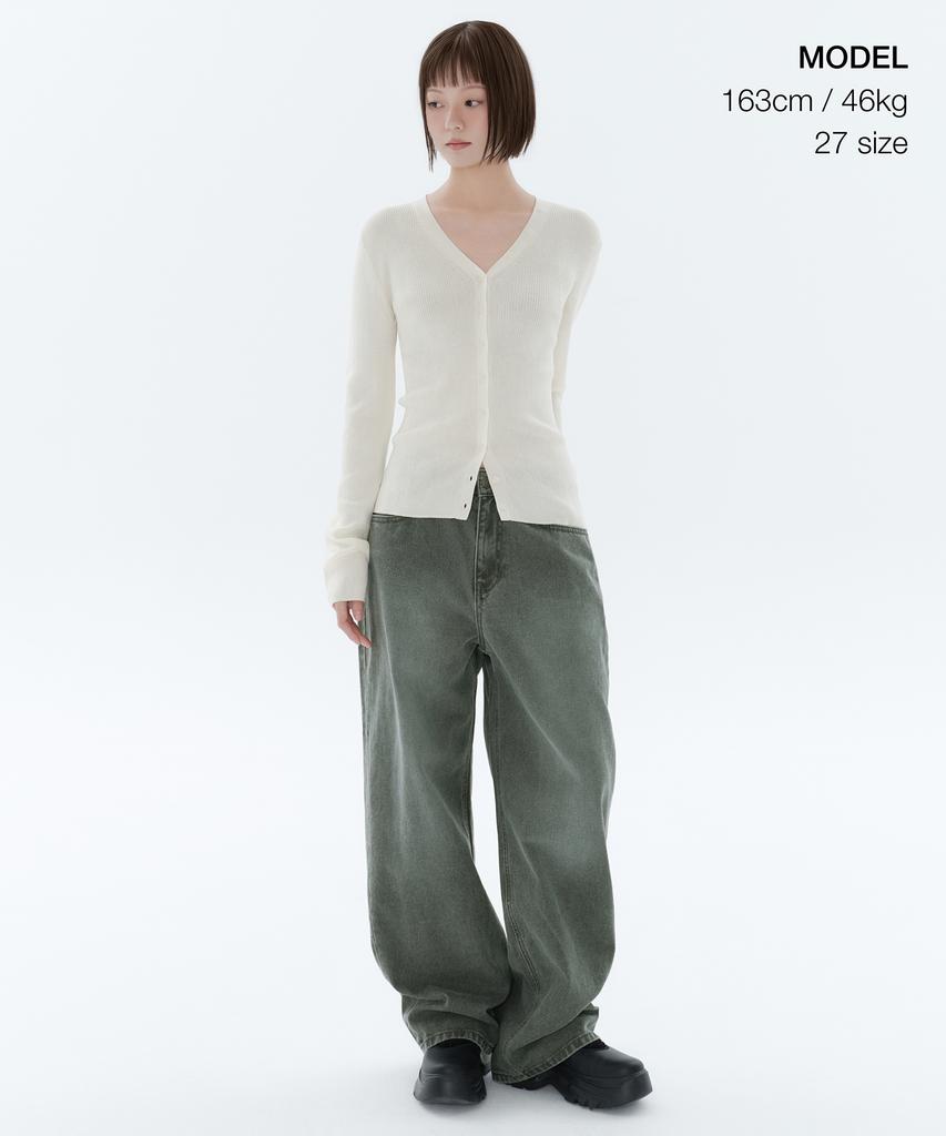 MUSINSA STANDARD WOMAN Pigment Wide Denim Pants [Khaki Gray]