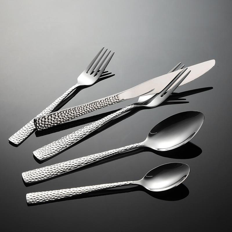 430 Stainless Steel Hammer C007 Series Knives, Forks, Spoons, Square Handles, Western Tableware, Snakeskin Gifts, Water Cube