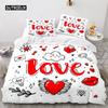 Red Love Heart Duvet Cover Luxury Romantic Theme Bedding Set For Couple Valentine's Day Gifts For Girlfriend Bedroom Decoration
