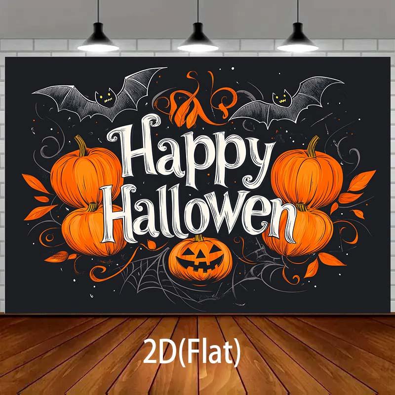 1-piece Halloween themed background with pumpkin bat and spider web Halloween decorations
