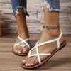 Fashion Flat Sandals New Style Popular Summer Solid Color Woven Herculean Flip-toe Sandals Women Wear Beach Sandals Zapatos Mujer