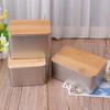 Tinplate Storage Box Case Organizer with Bamboo Lid for Money Coin Candy Key Square High Quality Neatening Bathroom