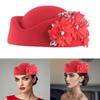 Rhinestone Flower Fascinator Hat for Teaparty Cocktail Party Women Flapper Costume Stewardess Hat for Evening Parties