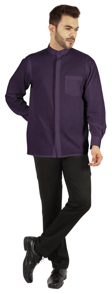 BestMan Мужская однотонная рубашка на пуговицах с китайским воротником и планкой спереди для формального случая