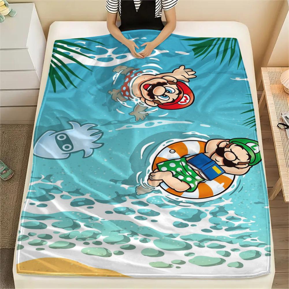 Mario Convenient Daily Blanket, Flannel Blanket with Unique Print for Indoor Sofa, Bed, Chair & Picnic.-TING