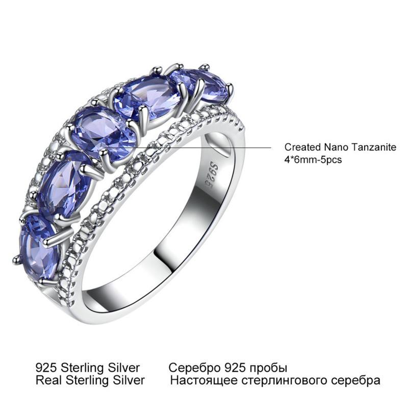 Gica Gema Кольца с синим сапфиром и танзанитом для женщин, обручальные ювелирные изделия, натуральное твердое кольцо из стерлингового серебра 925 пробы, ювелирные изделия