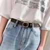Nonporous Women'S Thin Belt Simple Korean Metal Buckle Pu Leather Belts Jeans Dress Decorative Waist Strap