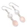Natural Rose Quartz, Moonstone 925 Sterling Silver Jewelry Earring 1.85" E5g14