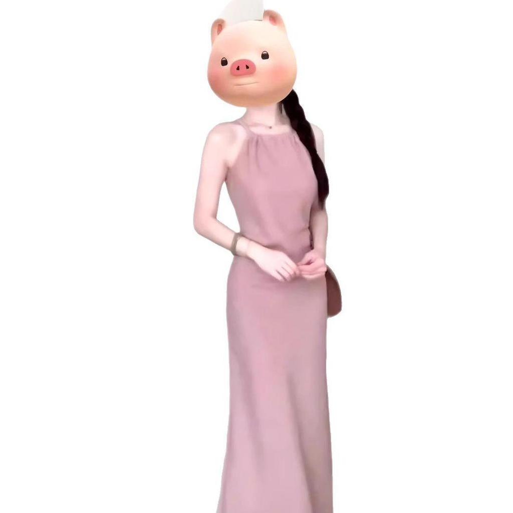 Приталенное летнее платье в стиле ретро хай-энд на бретелях-халтер