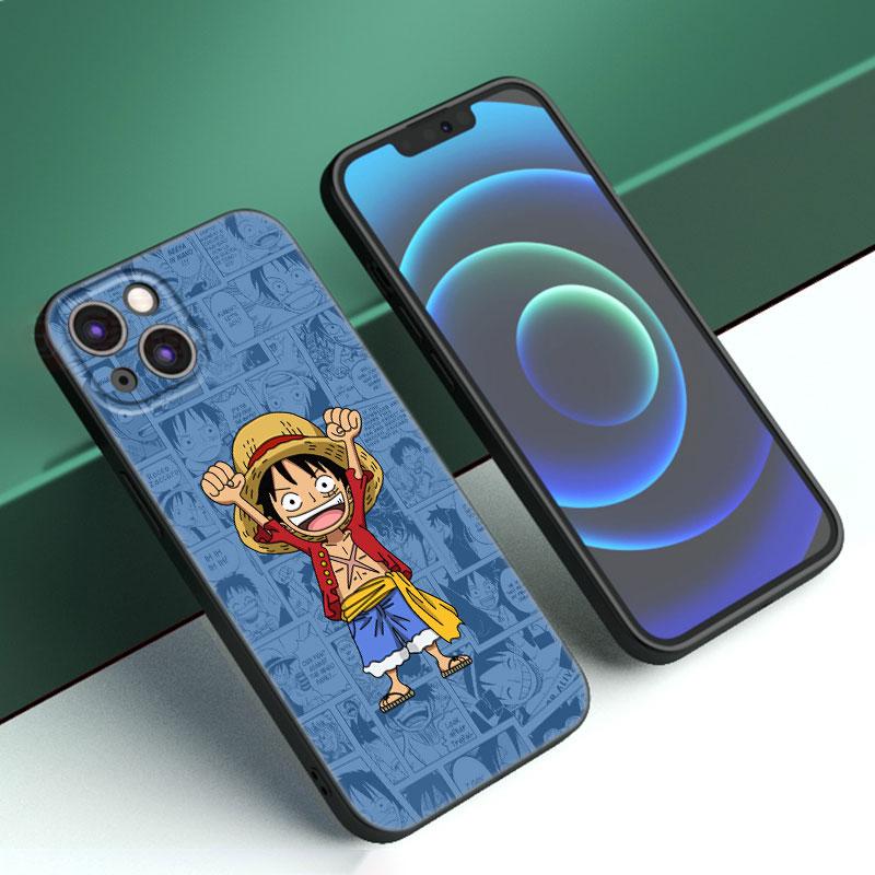 Anime One Piece Luffy Phone Case For Apple iPhone 12 13 Mini 11 14 15 Pro Max 7 8 Plus X XR XS SE 2020 2022 Black Silicone Case