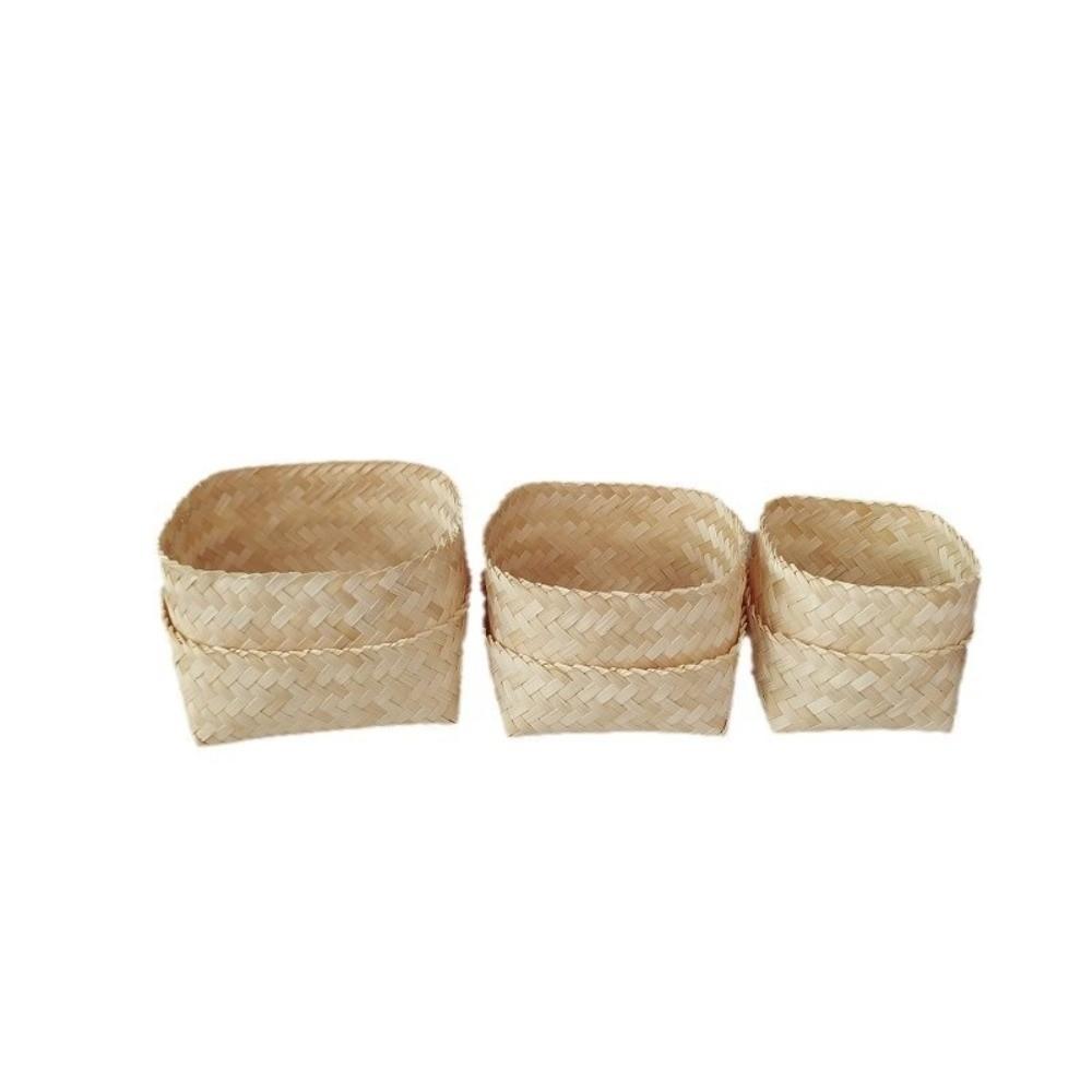 Reusable Bamboo Woven Gift Box Handmade Wedding Cookies Candy Box Bamboo Teas Tin Party Decoration