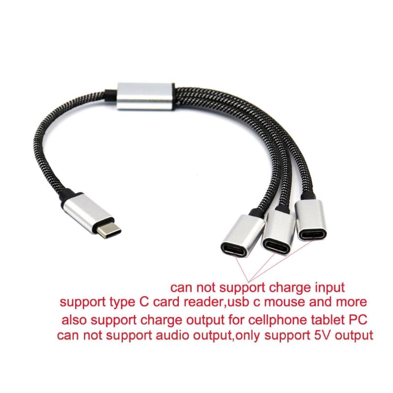 Разветвитель USB C (папа) на 2/3 USB C (мама) Кабели-конвертеры Несколько хабов Порт USB C Хаб Зарядное устройство Адаптер для разделения питания 11,81 дюйма